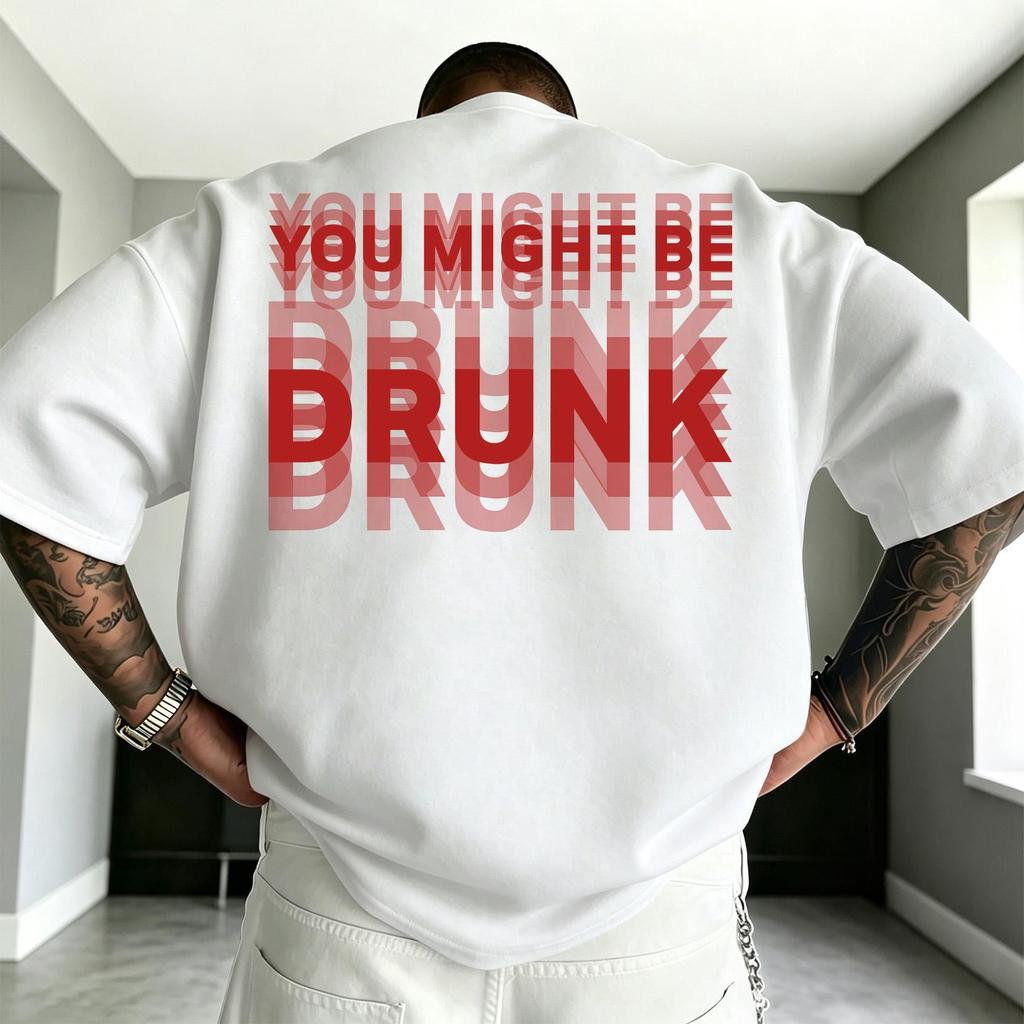 TeeTwoOneเสื้อยืดผ้าคอตตอน 100% “DRUNK” ทรง Oversize คอกลม แขนสั้น ผ้านุ่มสบาย ใส่ได้ทุกวัน ฤดูร้อน ไซส์ S-3XL