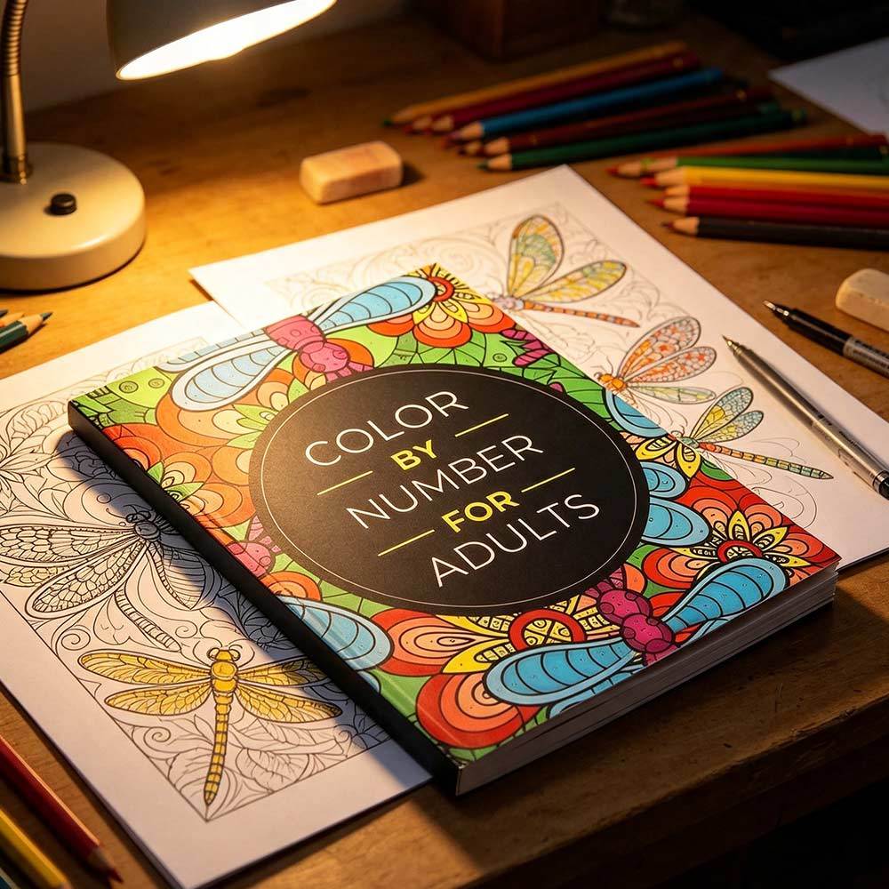 Color‑By‑Number Book for Adults, Large Print Floral and Insect Patterns, Fun Relaxing Coloring Activ