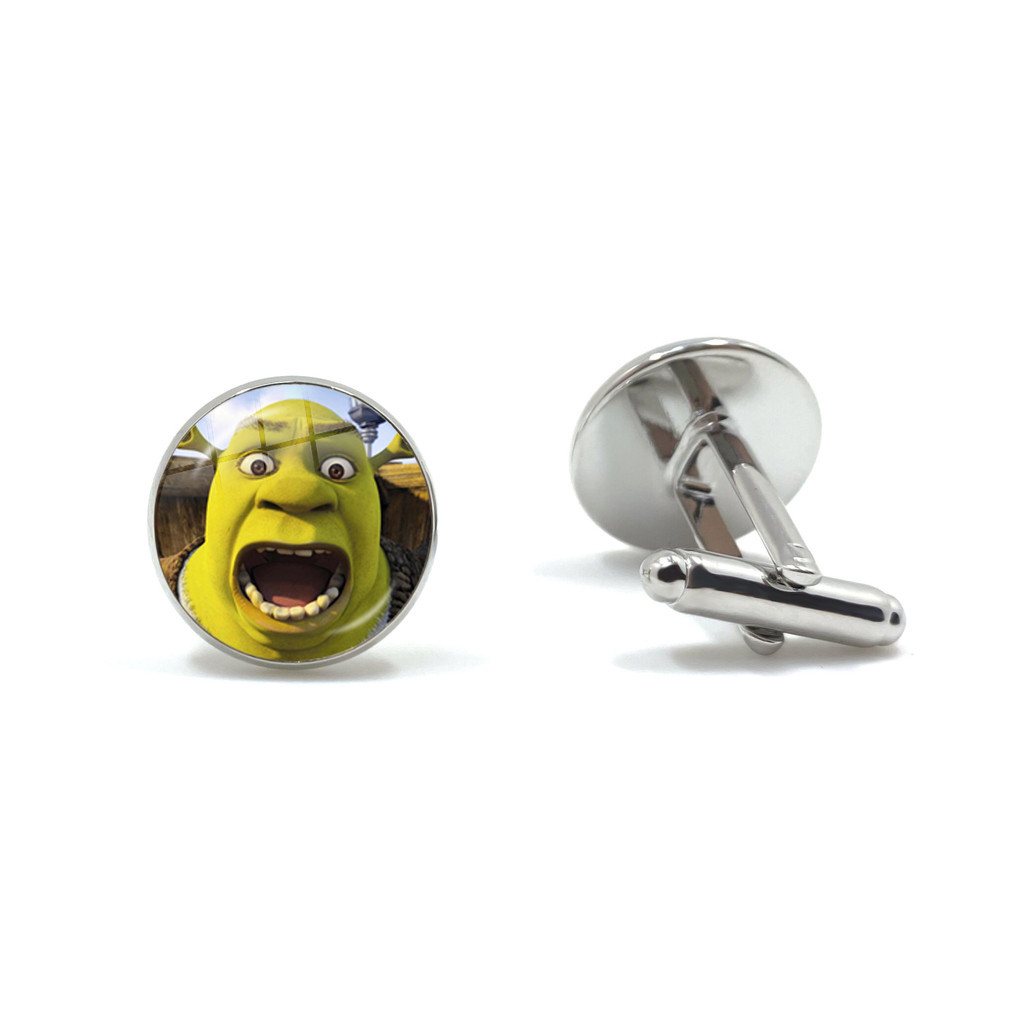 อุปกรณ์เสริมการ์ตูนคลาสสิก Shrek Cufflinks Best Man Suit Shirt Glass Cuff Nails