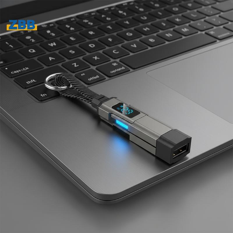 ZBB> 4 In 1 Lightw Lanyard Data Cable 65W Fast CHARGING จอแสดงผลดิจิตอลแบบพกพาสําหรับทุกวันพกพา Trav