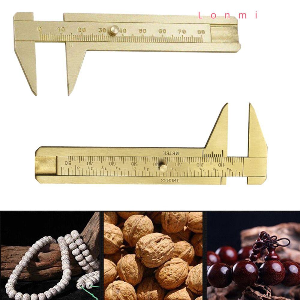LONMI ทองเหลือง Vernier Caliper 0-80 มม.เลื่อน Vernier Caliper แบบพกพา Retro Vernier Caliper ไม้บรรท