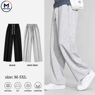 MEFEEE กางเกงวอร์มขากว้างทรงหลวม Unisex กางเกงกีฬาอเนกประสงค์สีดําสีเทา