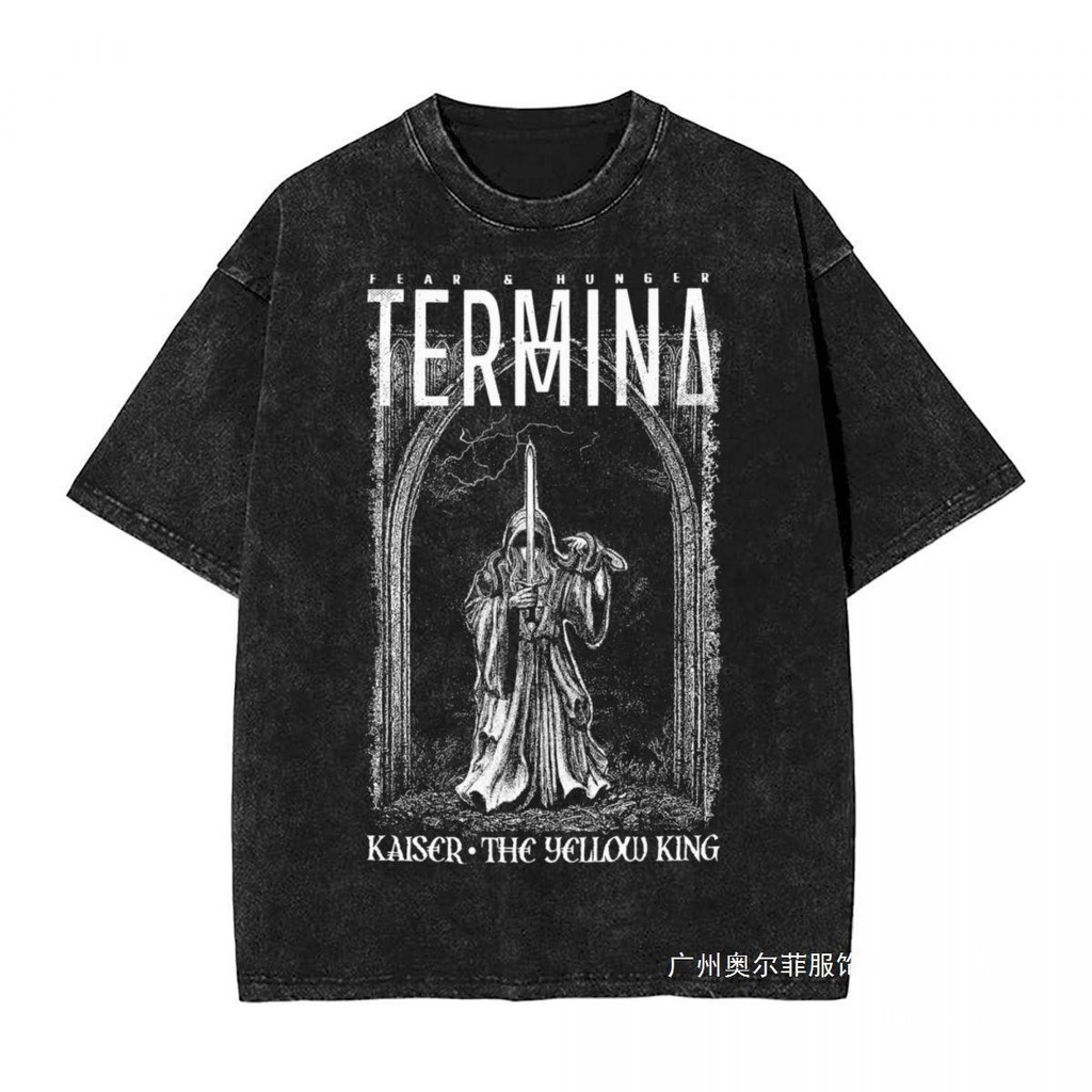 COD🧅 COD Washed T Shirt Fear And Hunger Termina Kaiser The Yellow Kin KS81