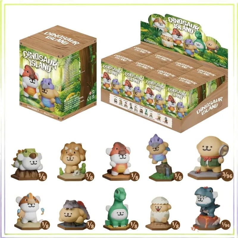 【ของแท้ 100%】Maltese Dinosaur Island Series 1 SET Blind Box Cute Puppy Dinosaurs Action Figure ของเล่นตกแต่ง