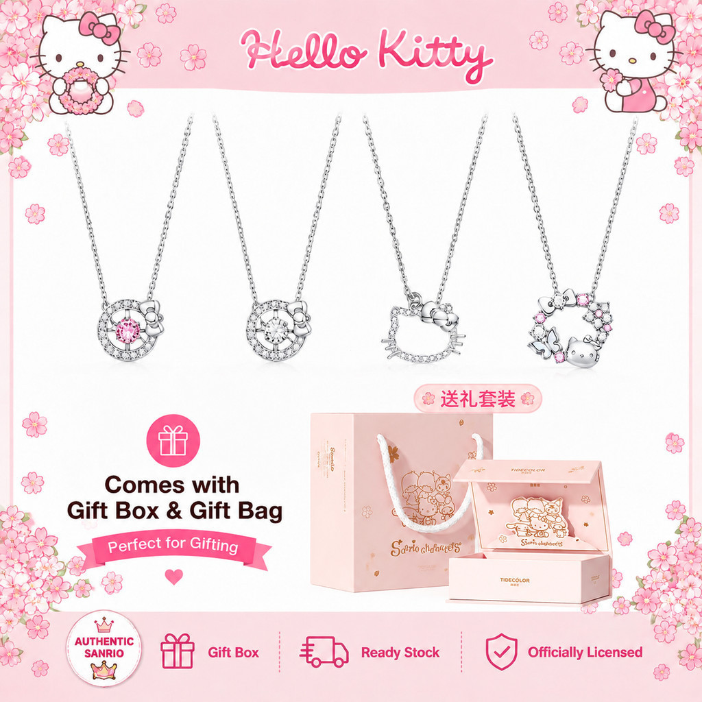 ZGO x Sanrio Hello Kitty สร้อยคอ จี้เงินทองแดง เครื่องประดับหรูหรา สำหรับผู้หญิง เด็กผู้หญิง ของขวัญวันเกิด พร้อมกล่องของขวัญ 3029