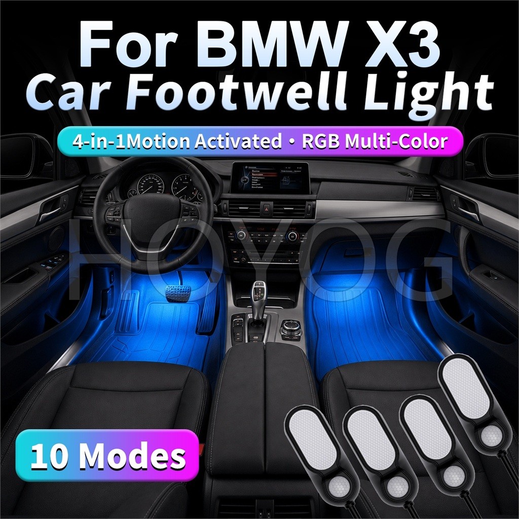 สําหรับ BMW X3 2010-2017 F25 USB รถ Footwell Mood Light 4PCS Motion Sensor Auto On Off 10 โหมดแสงแบบ