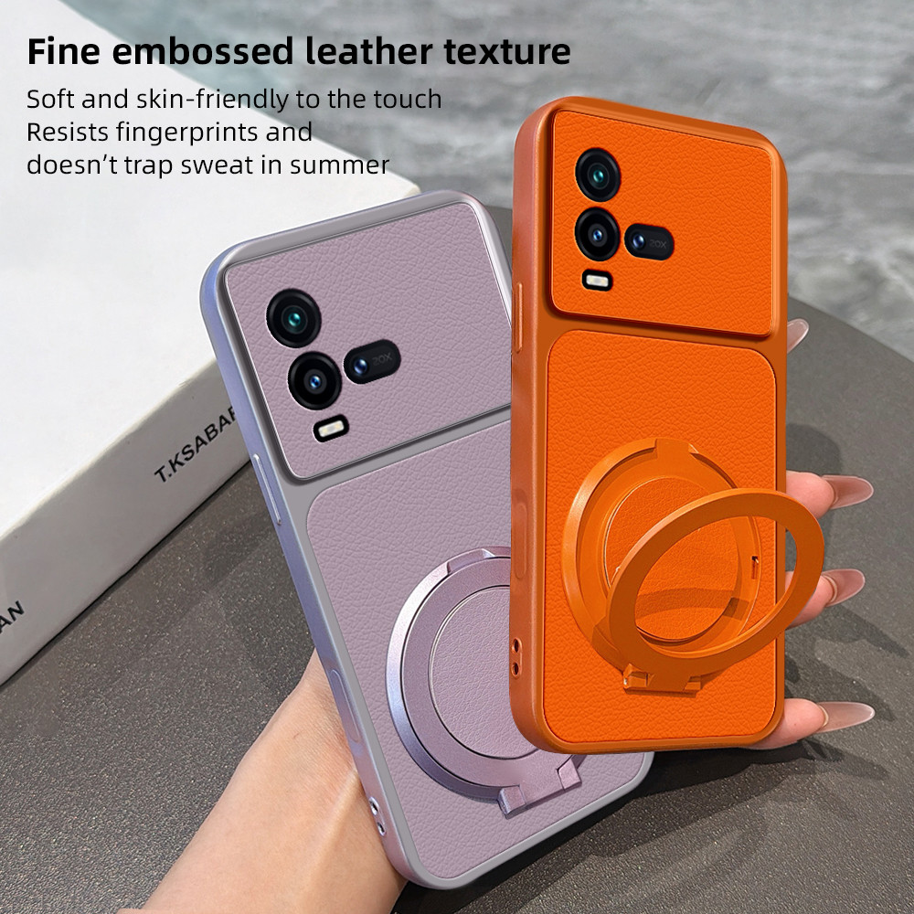 ใช้ได้กับ VIVO IQOO10 V2217A IQOO 10 เคสโทรศัพท์หนังฝ้าคุณภาพสูงพร้อมเคสยึดแม่เหล็กแบบวงกลม
