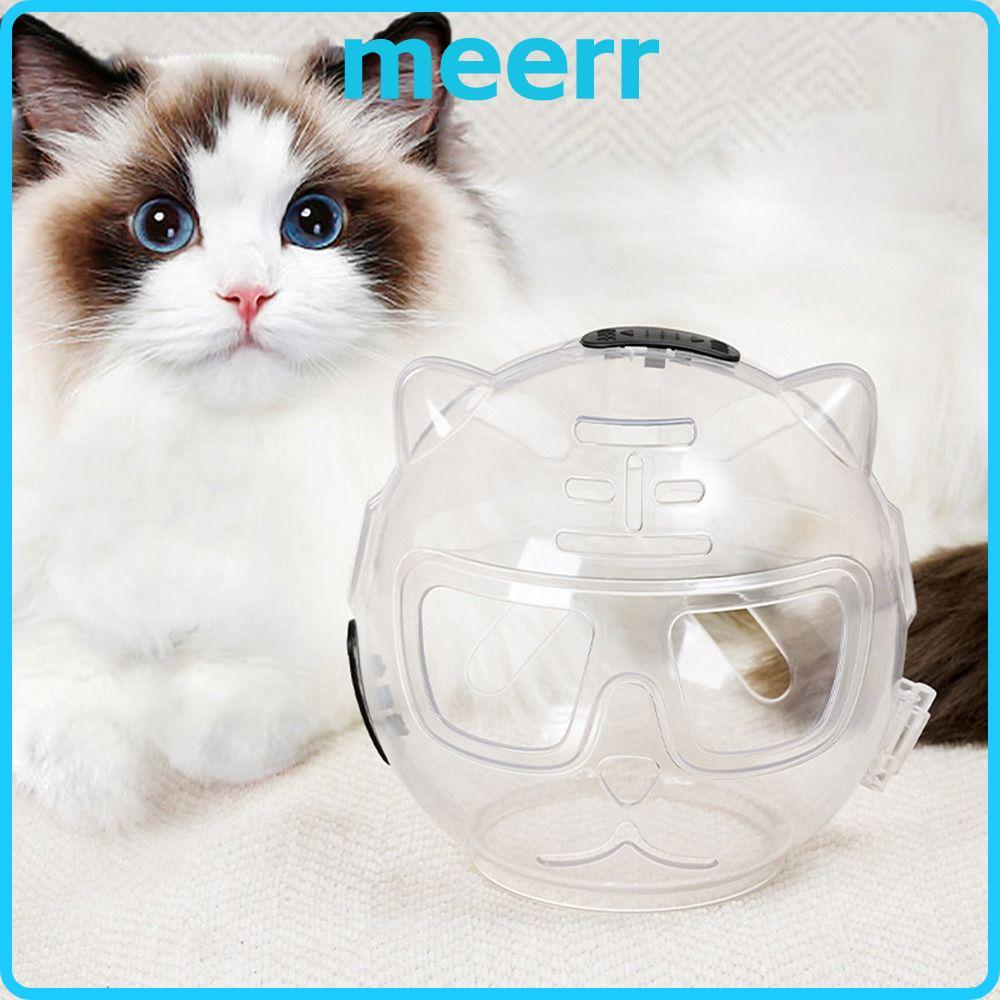 MEERR Cat Muzzle ป้องกัน Space Hood, Anti-Licking Anti-Bite Breathable Cat Muzzle, โปร่งใส Cat Groom