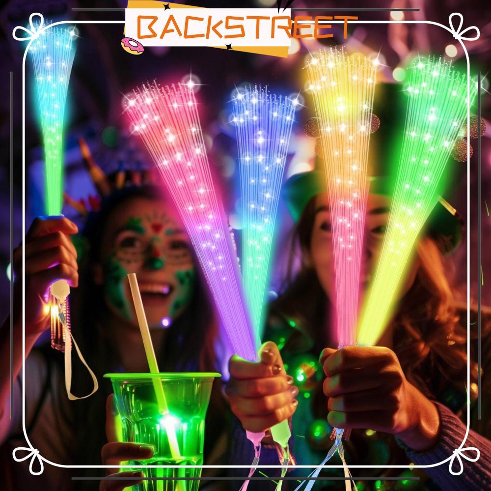 BACKSTAGE 4pcs Fiber Optic Wands, Luminous Rod ความถี่ Conversion Fiber Optic Stick, ปี Lasting Nigh