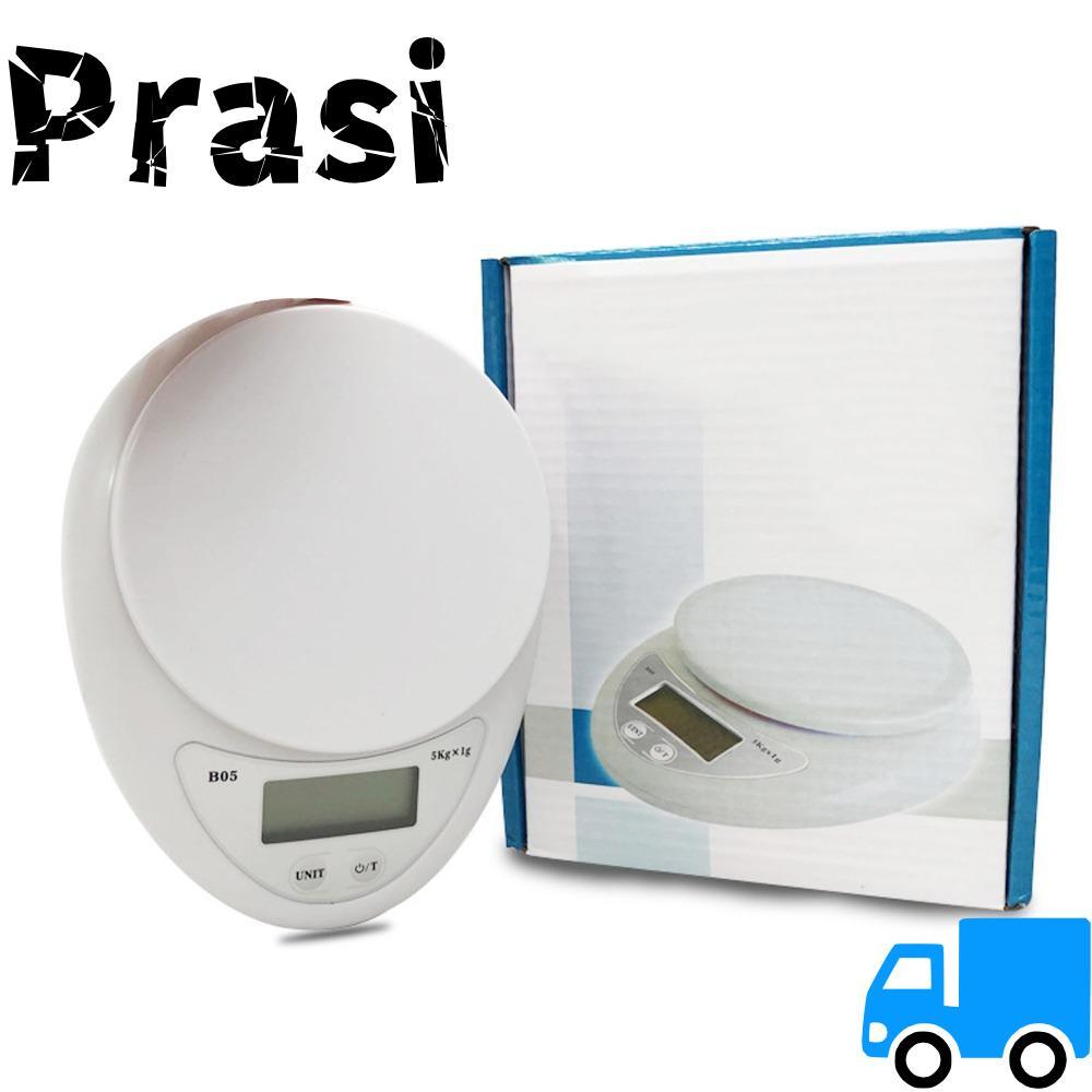 PRASI Digital Kitchen Scale, เครื่องชั่งอาหาร ABS สีขาว, ทนทาน 5kg/1g ปุ่มสัมผัส Tare Function Coffe
