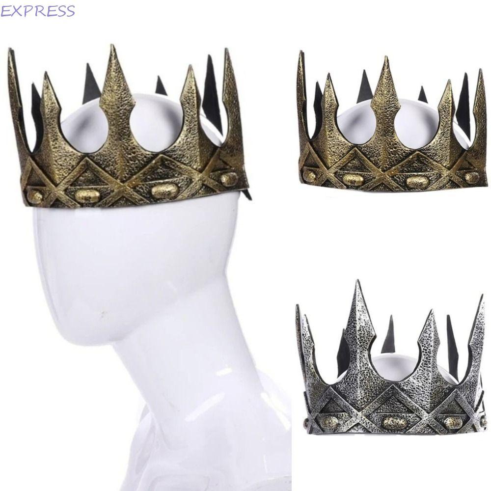 EXPRESS King Crown, ที่คาดผมแม่มดวินเทจคอสเพลย์ Headdress, ตกแต่งปาร์ตี้ที่ละเอียดอ่อนในยุคกลาง Prop ฮาโลวีนเครื่องแต่งกาย Headwear Stage Performance