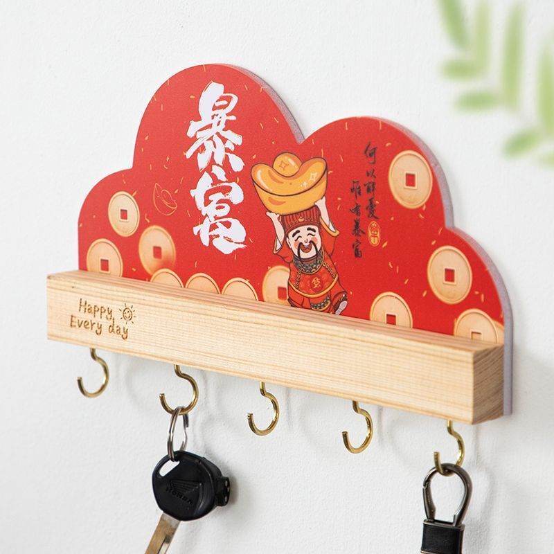 Entrance Key Entrance ประตูแขวนไม้ Creative Wall Doorway Creative ติดผนังตกแต่ง Hook Shyu