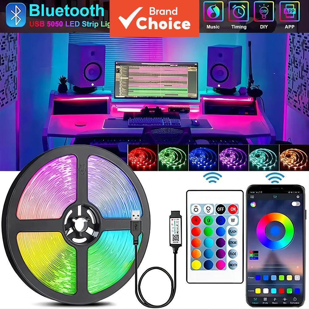 แถบไฟ LED USB AXUS RGB 5050 ควบคุมผ่านแอปบลูทูธ ยืดหยุ่น ขนาด 1-5 เมตร