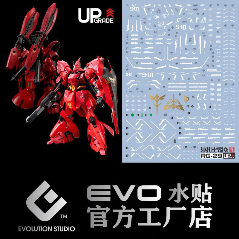 (พร้อมส่ง) ดีคอลน้ำ DECAL EVO RG Sazabi / Sazabi sideFF สะท้อนแสงแบล็คไลท์ ขาว/ทองเงา