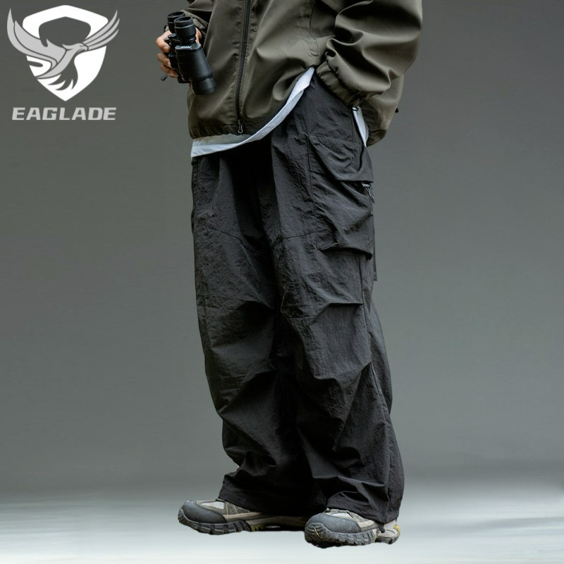 Eaglade Tactical Cargo Baggy Loose Pants for Men K2233 in Black Stretchable Waterproof Quick Dry B02
