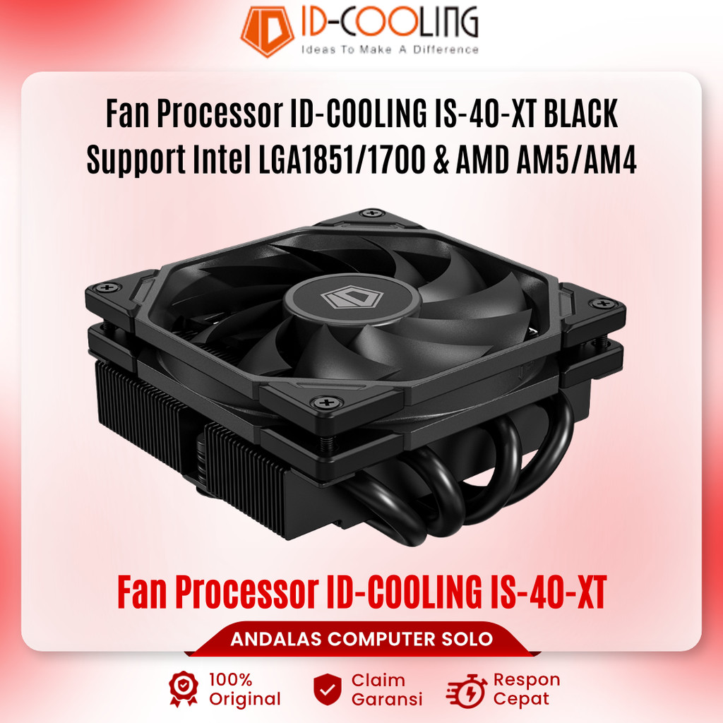 ID-COOLING IS-40-XT สีดํา Low Profile CPU Cooler 4 Heatpipe Intel AMD พัดลมโปรเซสเซอร์