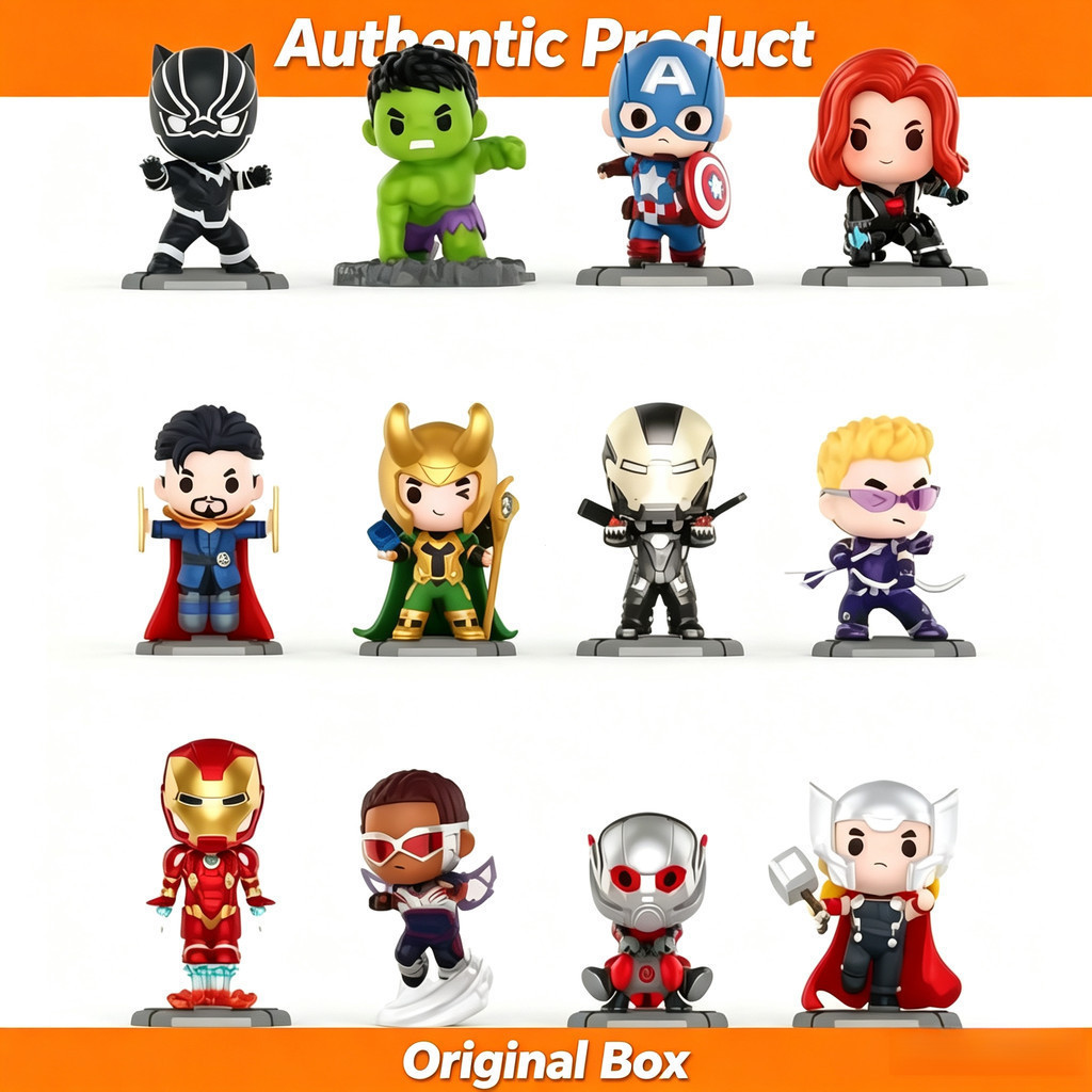 P POPMART Marvel Avengers Classic Series อินเทรนด์เล่นฟิกเกอร์ปริศนากล่องของขวัญ