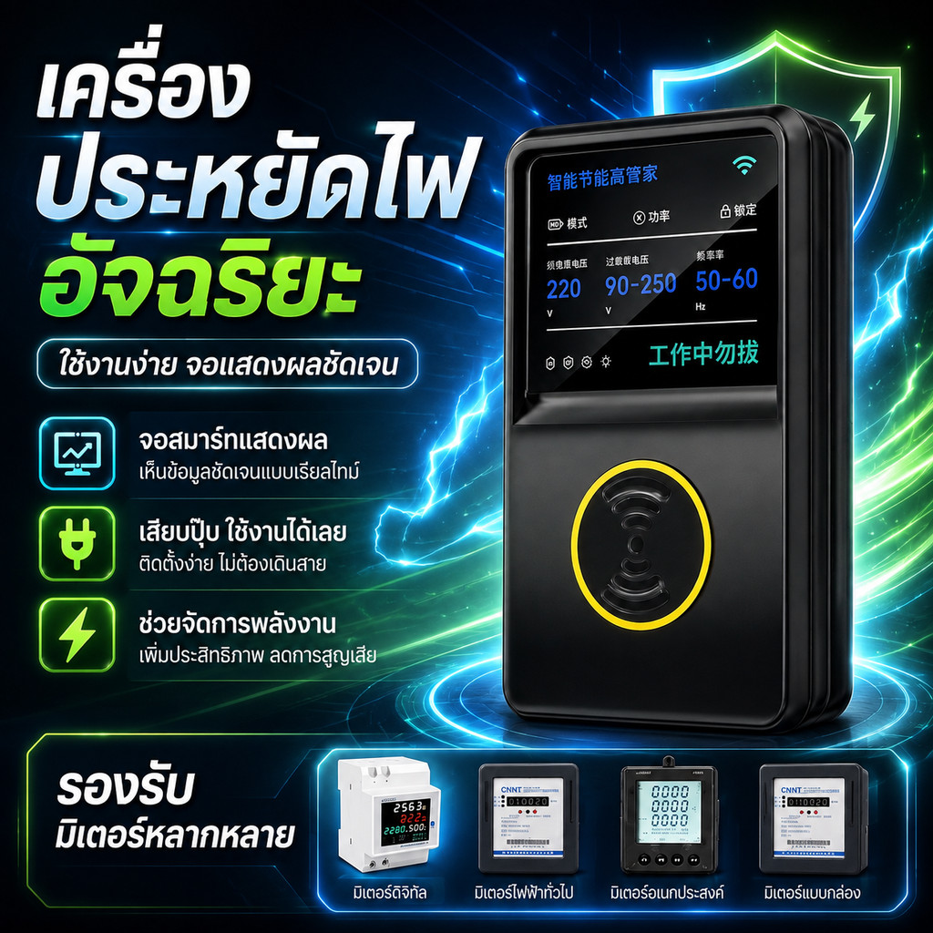 【ซื้อ 1 แถม 1】ประหยัดไฟ 200% แค่เสียบก็ใช้ได้ ประหยัดไฟ เครื่องประหยัดไฟฟ้า เทคโนโลยีใหม่ล่าสุดเยอรมนี