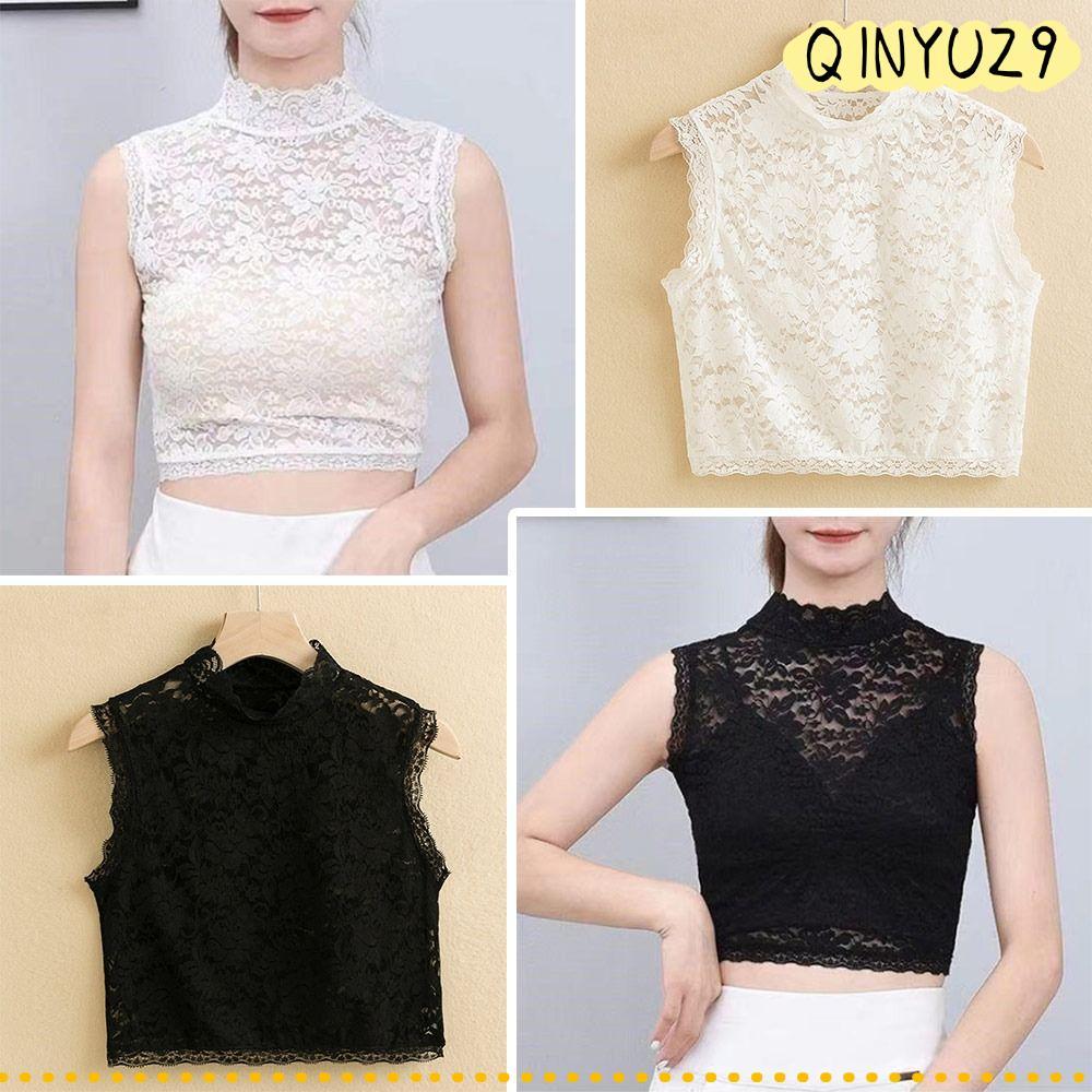 QINYUZ9QX เสื้อกันหนาวตกแต่งลูกไม้แฟชั่น Vintage ที่ถอดออกได้เสื้อเท็จคอ