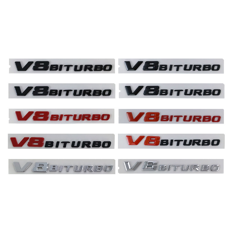 3d ABS V8 Biturbo สัญลักษณ์รถ Fender Badge Decal สําหรับ C63S C63 E63 CLS63 V8 Biturbo สติกเกอร์อุปก
