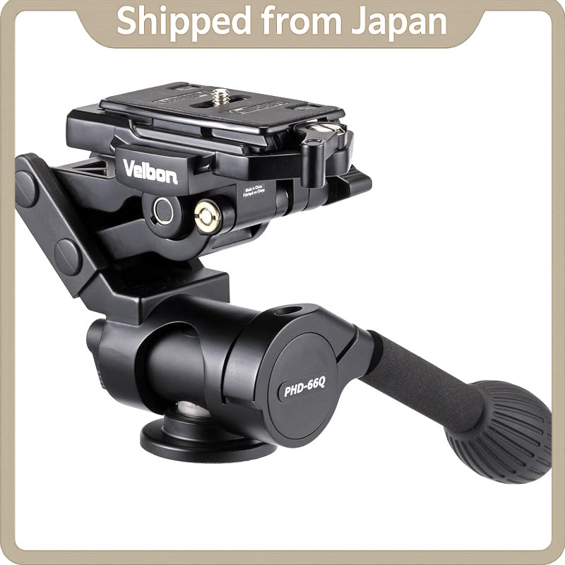Velbon PHD-66Q 3-Way Camera Tripod Head, Medium 50mm Base, Revolving Mechanism, Quick-Release Compat