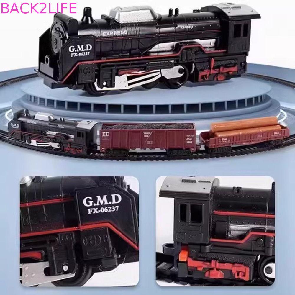 BACK2LIFE Train Freight Train Toy, Locomotive Playset Assembly Electric Christmas Train Track Set, C