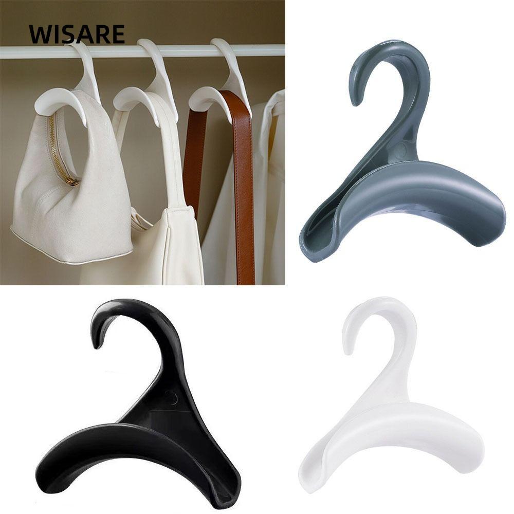 WISARE กระเป๋าถือตะขอแขวน,ตู้เสื้อผ้าก้านพลาสติกแขวนชั้นเก็บ,มัลติฟังก์ชั่ป้องกันความเสียหายกระเป๋าถือออแกไนเซอร์ตู้เสื้อผ้า