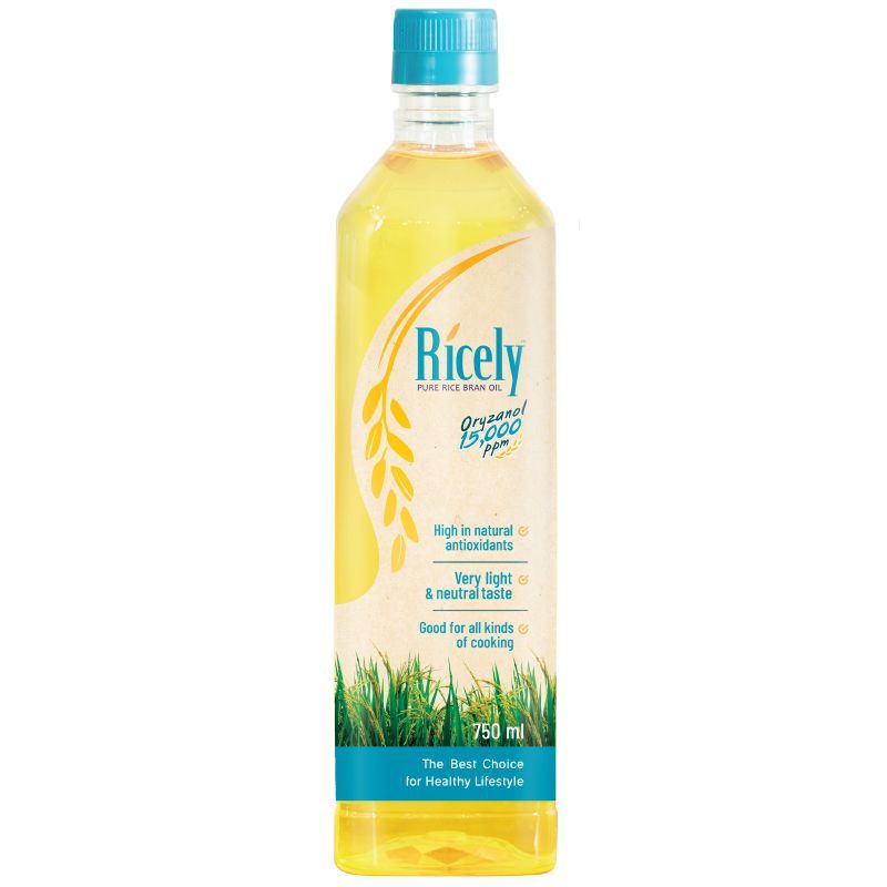 ไรซ์ลี่น้ำมันรำข้าวโอรีซานอล 750มล. Ricely Oryzanol Rice Bran Oil 750ml. [หมายเลขบาร์โค้ด 8850282614240 ]
