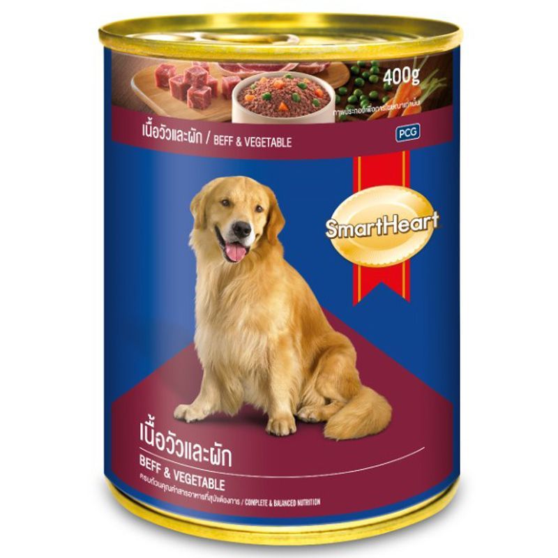 สมาร์ทฮาร์ทอาหารสุนัขกระป๋องรสเนื้อและผัก 400ก SmartHeart Can Dog Food Beef and Vegetable 400g [8850477015920 ]