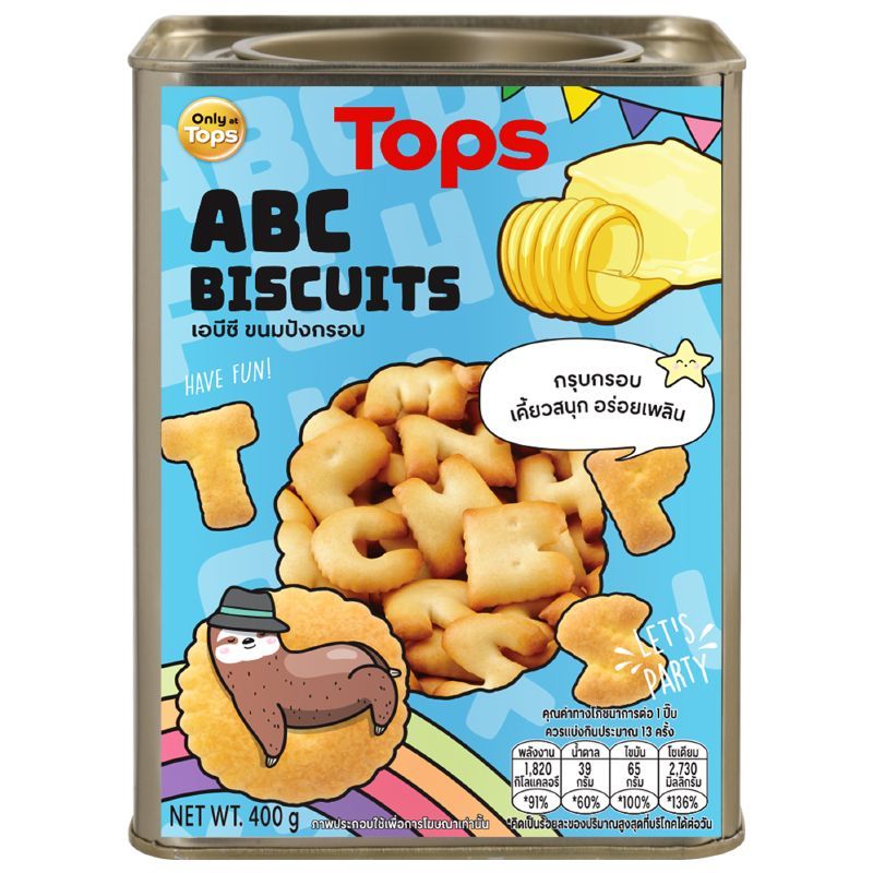 ท็อปส์ขนมปังกรอบเอบีซี 400กรัม Tops Brand ABC Biscuits 400g. [หมายเลขบาร์โค้ด 8853474062652]