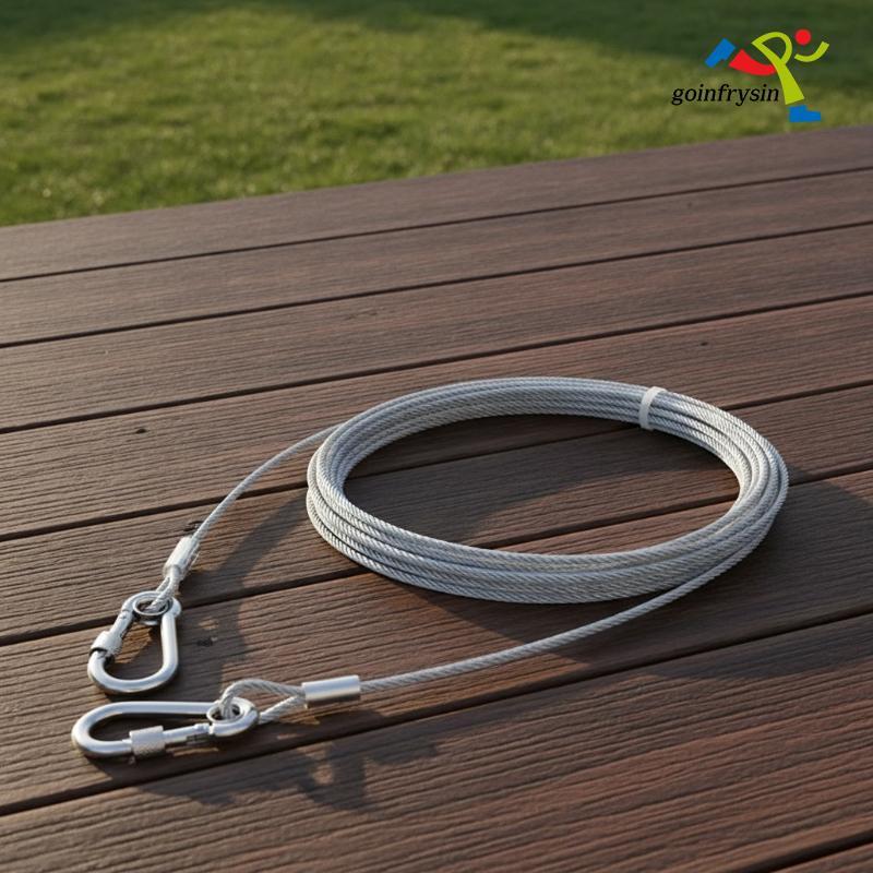 [HA] 2 ชิ้น Double-headed Dog Tie Out Cable Heavy Duty Chew Proof สายจูงเหล็กโลหะ Bule สําหรับ Yard 