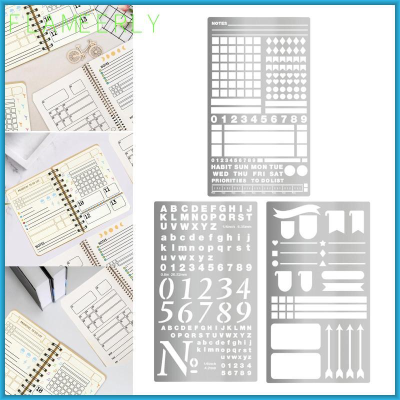 [เปลวไฟ] Metal Journal Stencil Journal Supplies Drawing Stencil Template สําหรับ Journaling