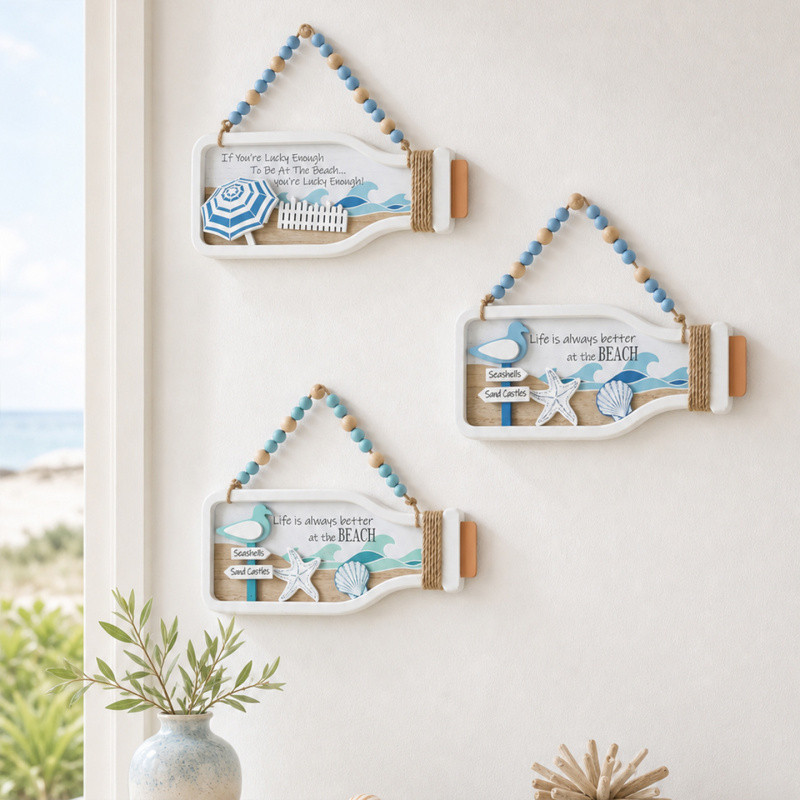 เมดิเตอร์เรเนียน Drift ขวดแขวนผนัง – 3D Ocean ขวดป้ายตกแต่ง, Nautical Wall Art สําหรับ Home