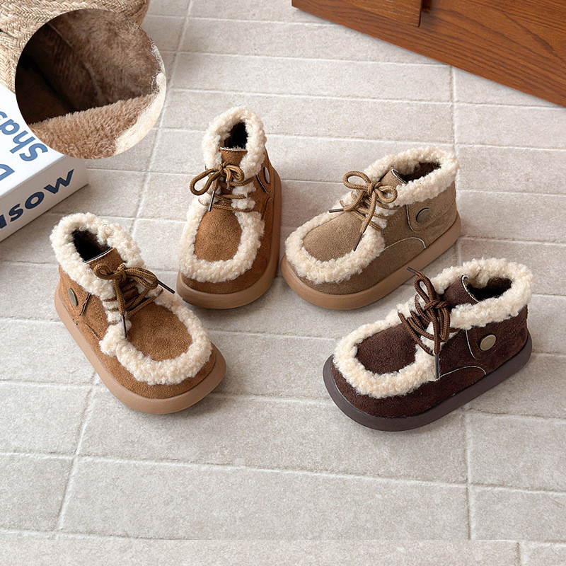 รองเท้าเด็กทารก Toe-Covered รองเท้าแตะครึ่งรองเท้า Keep Warm Fleece รองเท้าบูทสั้น