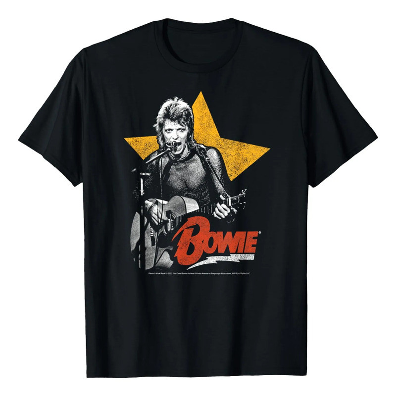 เสื้อยืด David Bowie – แต่งลายดาวบนกีตาร์ของ Bowie