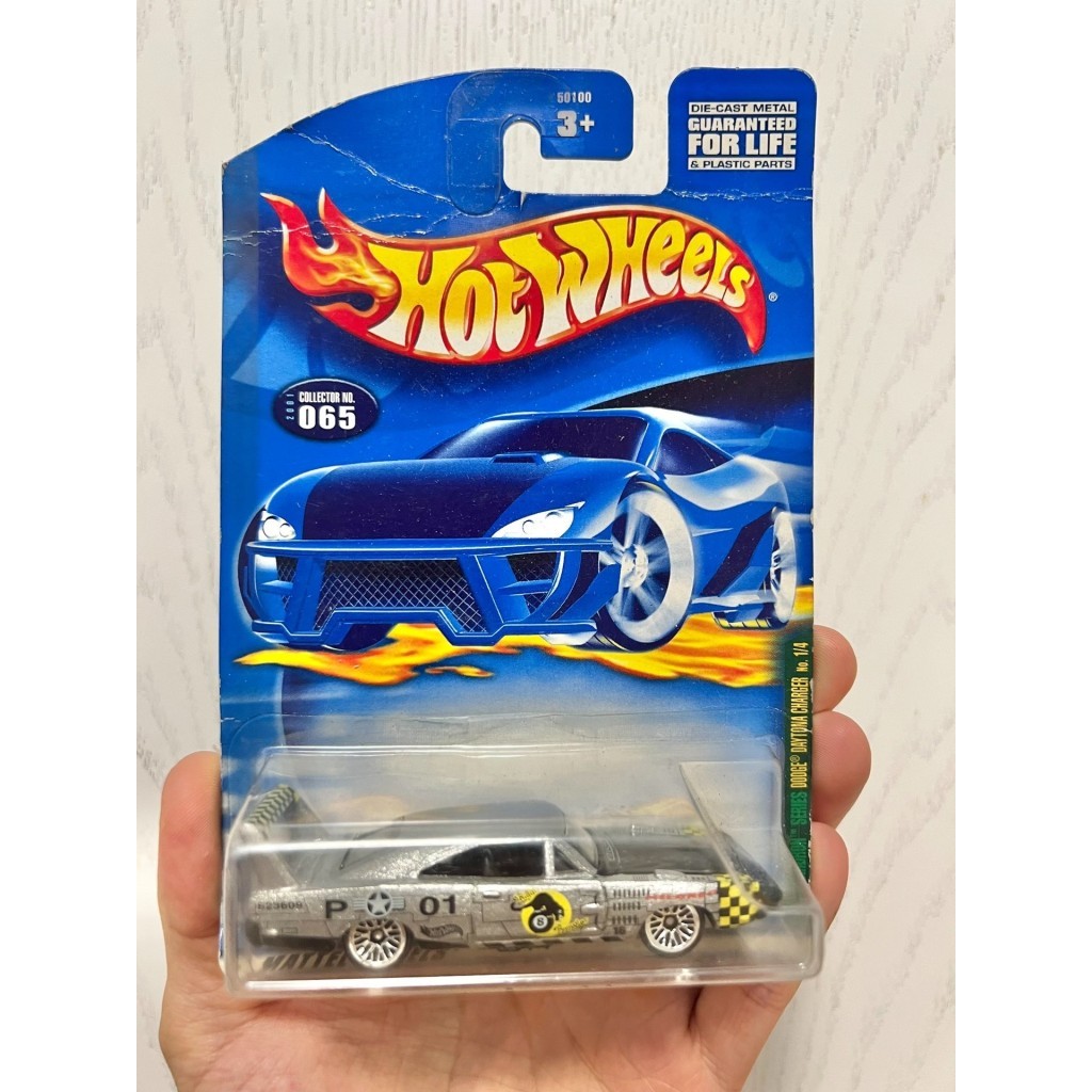 [现货]风出力火轮老卡Dodge Daytona Charger,银,板卡che图,意,2001 Hot Wheels Dodge Daytona Charger Silver 65 Rod Squa
