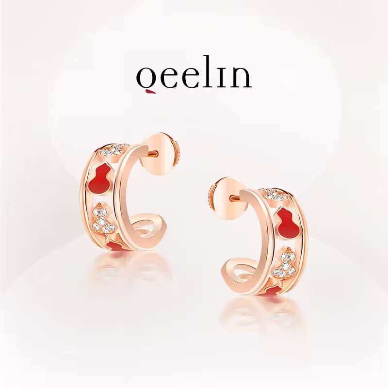 [คลังสินค้าพร้อม] ต่างหูน้ําเต้าทอง Qeelin Wulu Series 18K