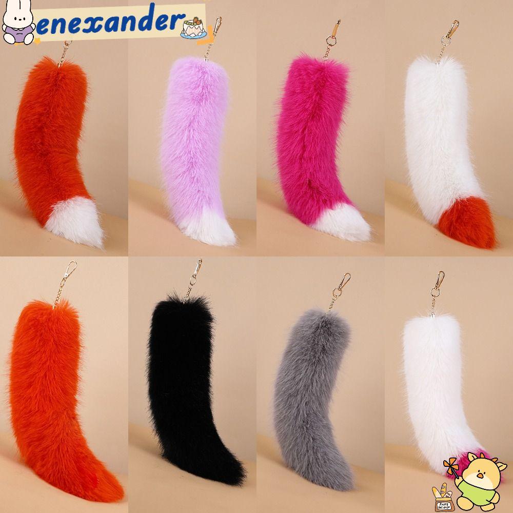 EXER Therian Tail Bag Charms,หนาFaux Fur Tailพวงกุญแจ,แฟชั่นขนาดใหญ่Fluffy Soft Plush Furจี้สําหรับผ