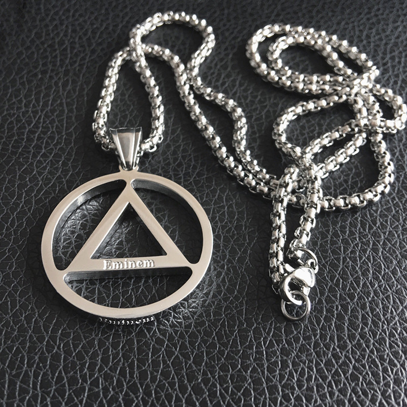 Eminem Eminem Eminem สไตล์เดียวกัน Audio-Technica จี้อินเทรนด์ชาย Hip-Hop Rap สร้อยคอไทเทเนียมเหล็กอ
