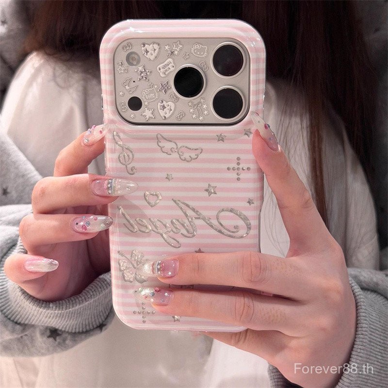 เคสโทรศัพท์ เหมาะสําหรับ iPhone 11 12 13 14 15 16 17 Pro max Plus Air สไตล์เกาหลีลายภาษาอังกฤษกันกระ