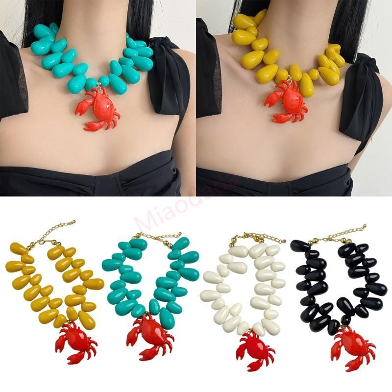 MDD สร้อยคอแฟชั่นปูสีดําอินเทรนด์จี้ปูคอเครื่องประดับสําหรับผู้หญิงค้นหาบุคคล