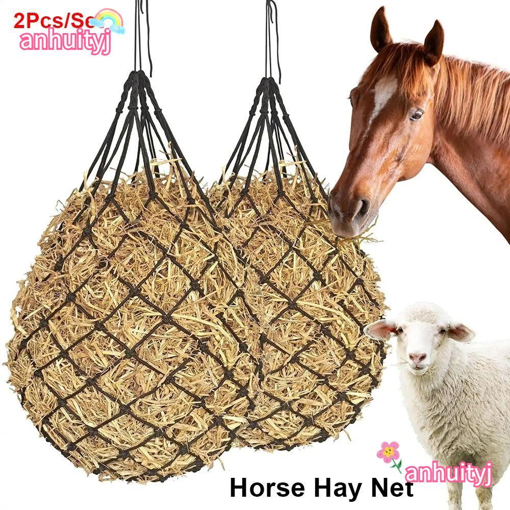 ANHUITYJ 2 ชิ้น/เซ็ต Hay, 40 นิ้วแขวนม้า Hay กระเป๋า, ความจุขนาดใหญ่ช้า Feed Hay Feeder กระเป๋าสําหร
