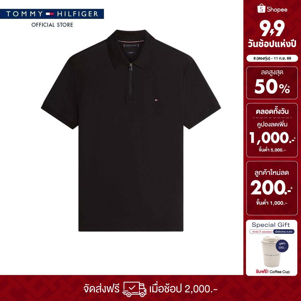[ลดเพิ่ม 15% โค้ด 15ST19999] Tommy Hilfiger เสื้อโปโล ผู้ชาย รุ่น MW0MW42758 BDS - สีดำ ทรง Regular