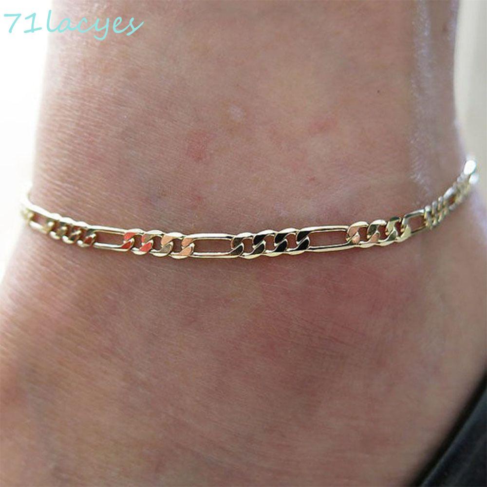 LACYES Anklet Fashion Men Unisex Gold & Silver Alloy Figaro Link 1 ชิ้นเครื่องประดับ