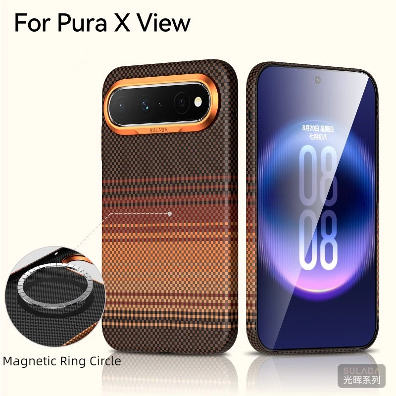 สําหรับ Huawei Pura X View XView กรณีหรูหรารูปแบบทอ Matte PC Hard แม่เหล็กฝาครอบโทรศัพท์ปลอกสําหรับ 