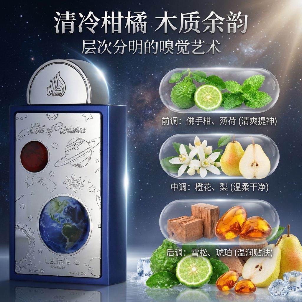น้ําหอม Lattafa Lattafa Art Of Universe Art Of Universe นําเข้าน้ําหอมเป็นกลางกล่องของขวัญประณีต
