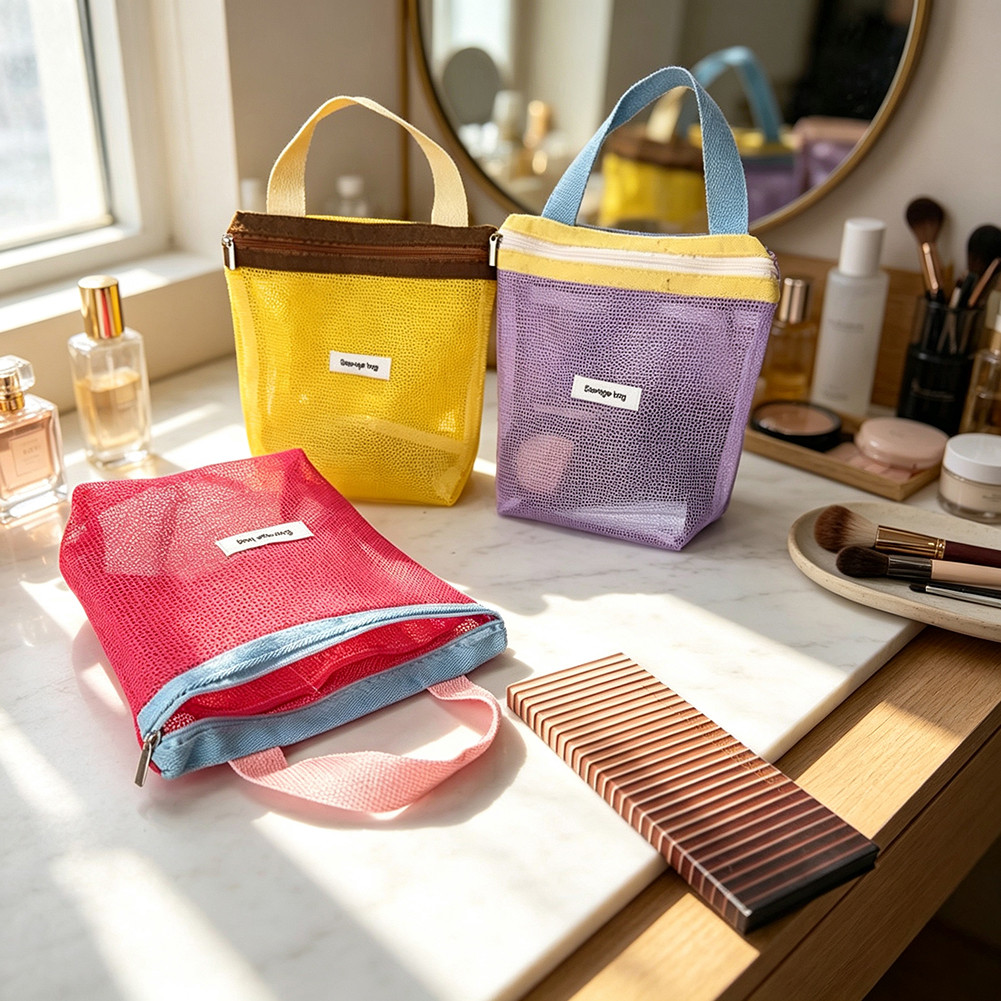 Zippered Mesh Pouch Vibrant Dopamine สีสําหรับ Stylish Look Business Travel Essential