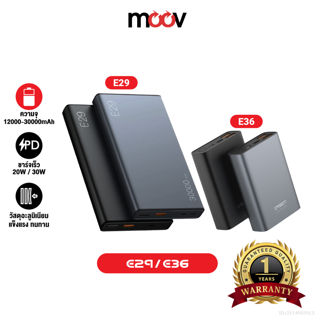 [ส่งไว] Orsen by Eloop E29 30000mAh / E36 12000mAh แบตสำรอง PD 30W/20W Max Power Bank ชาร์จเร็ว