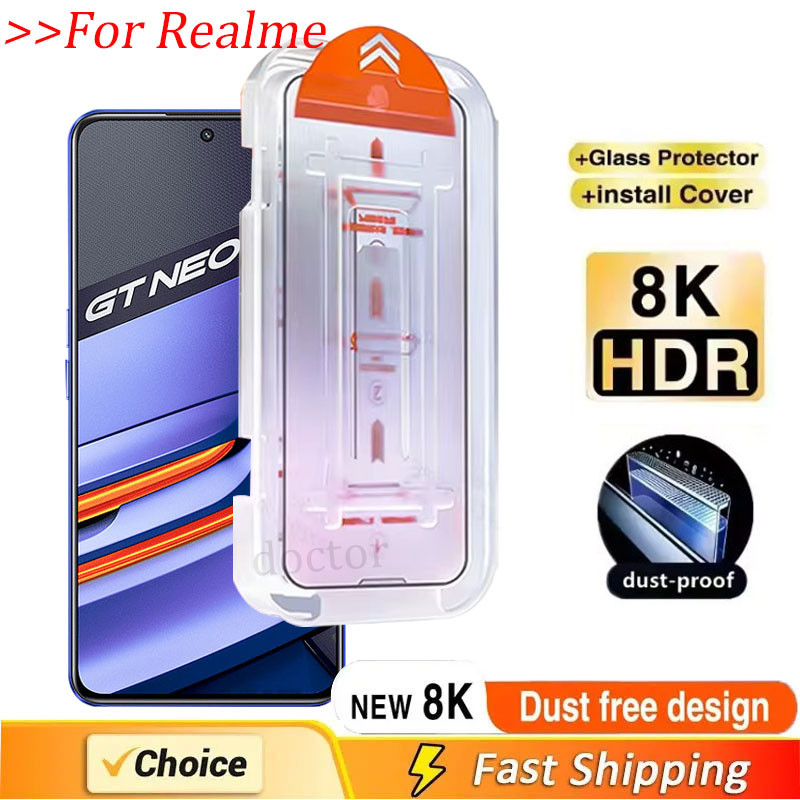กระจกนิรภัยกันรอยหน้าจอ HD ไร้ฝุ่น ความแม่นยําสูง สําหรับ Realme GT Neo3 Neo3T Neo2 Master GT3 GT2 N