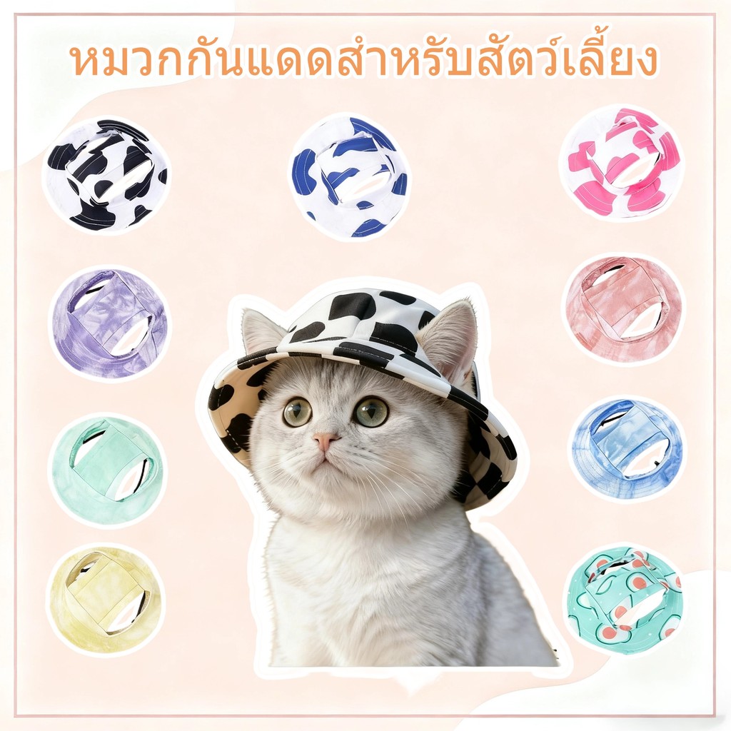 ฤดูร้อนระบายอากาศสัตว์เลี้ยงครีมกันแดดหมวกปรับ ไม่มีหู ออกแบบอัลตราไวโอเลต สากล สําหรับแมวสุนัข